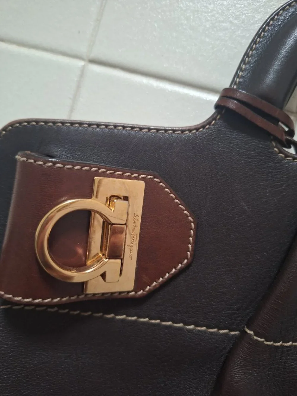 Vintage Ferragamo Brown leather bag